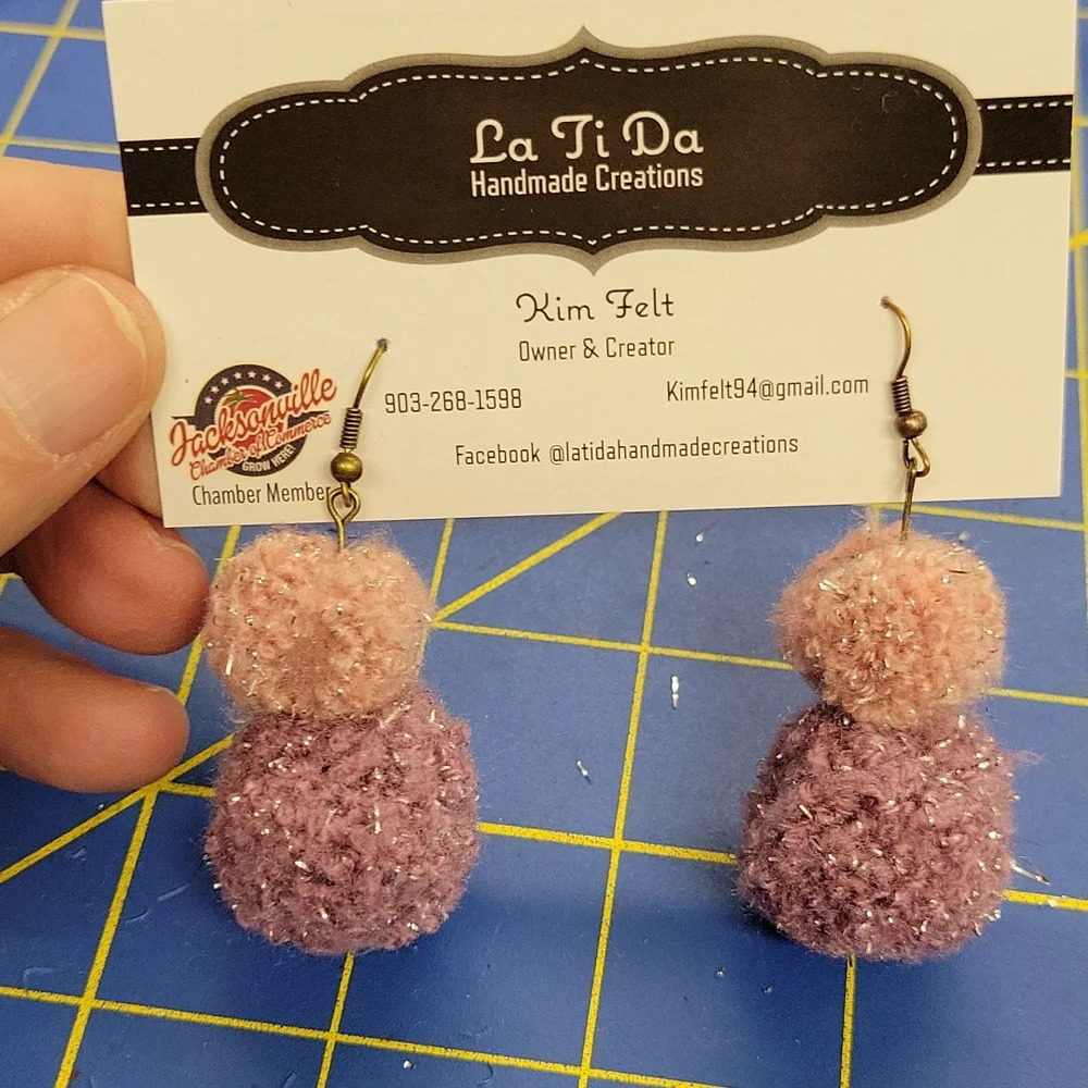 Fuzz Ball Earrings 2"